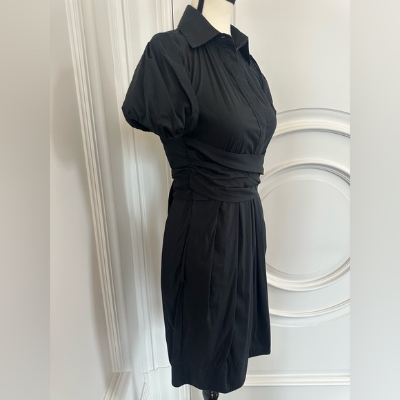 BCBGMaxAzria Sexy Y2K Office Siren Cotton Blend Short Sleeve Dress (Size 2) - Picture 2 of 9